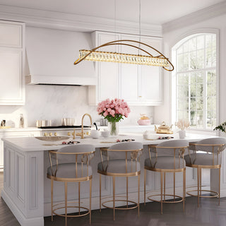 LNC Cardoon 1-Light 39.4" Modern Linear Crystal LED Kitchen Island Light, Brass