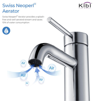 Circular Brass Single Handle Bathroom Faucet KBF1008, Chrome, with Drain