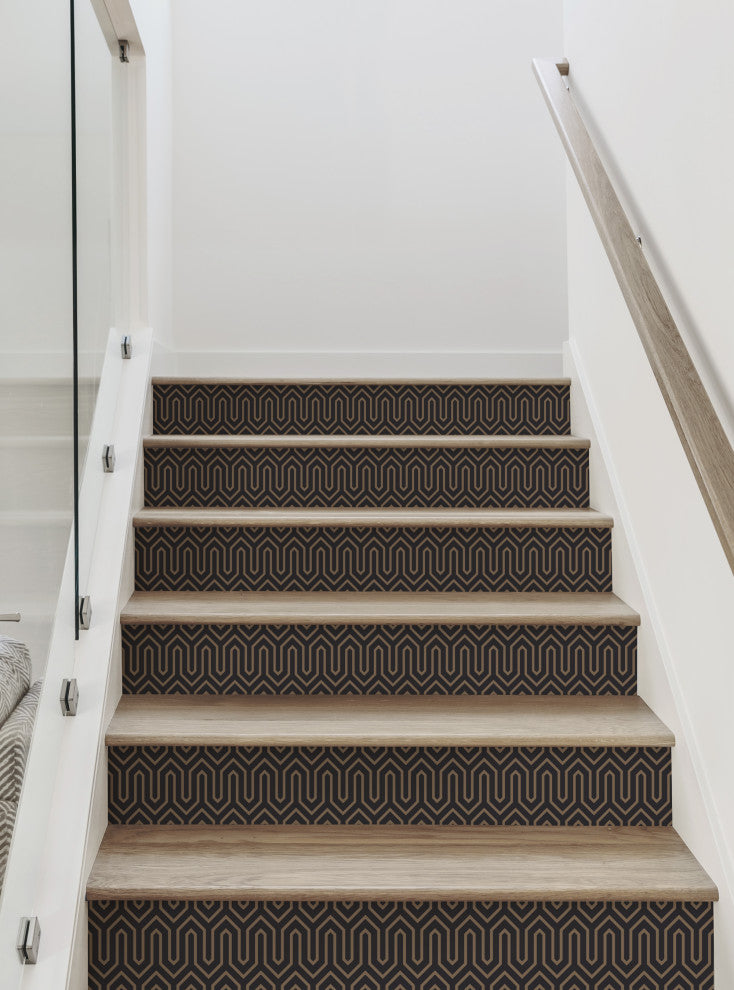 Wavelength Peel and Stick Stair Riser Strips, Dark, 48"w X 7"h, 6 Pack