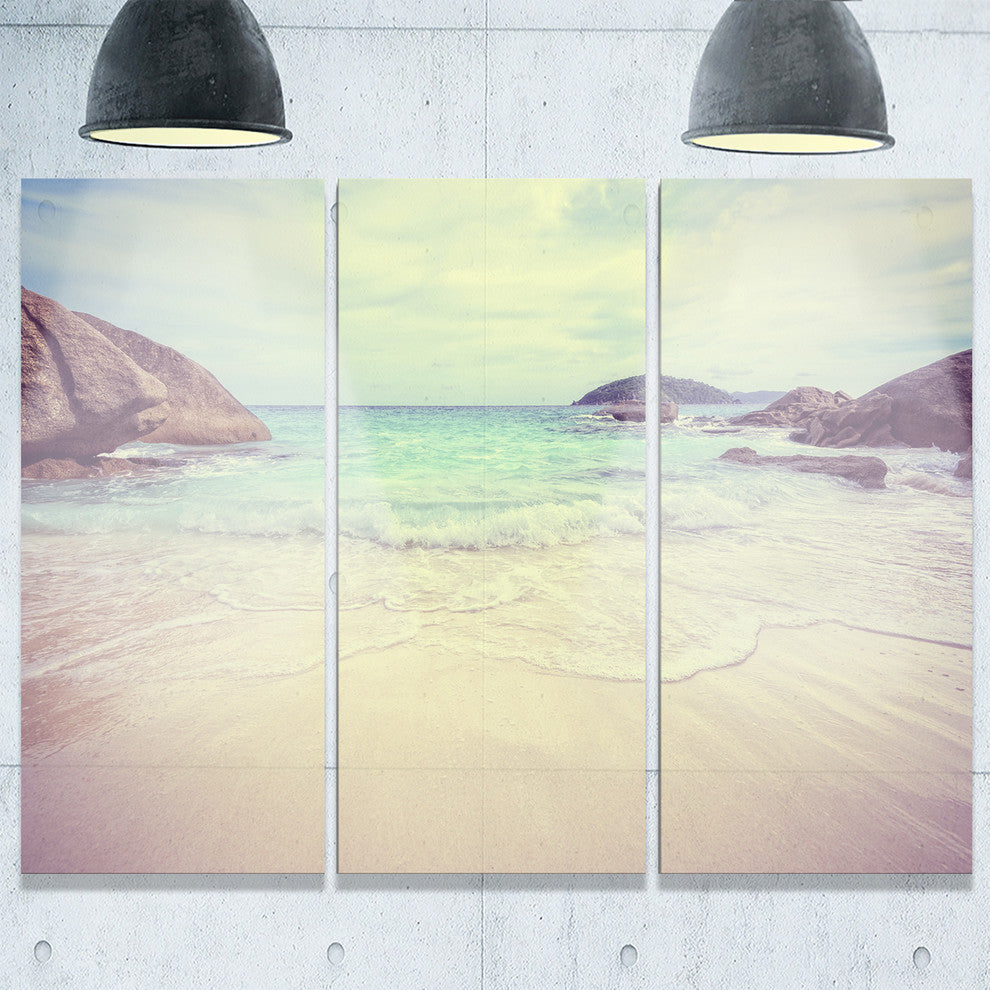 "Vintage-Style Seashore Thailand" Metal Wall Art, 3 Panels, 36"x28"