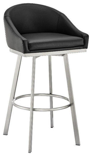 Armen Living Eleanor 26" Swivel Faux Leather Counter Stool in Black