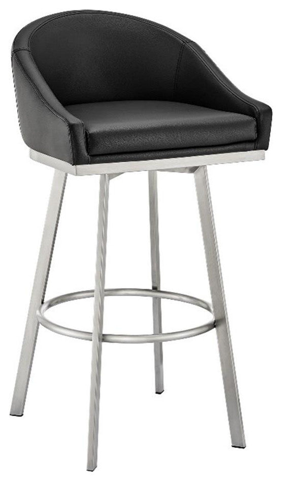 Armen Living Eleanor 26" Swivel Faux Leather Counter Stool in Black