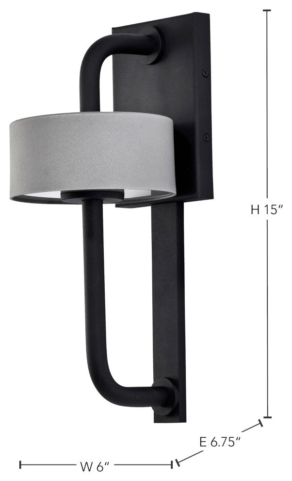 Overtop 10W LED Medium Wall Lantern, Matte Black/Silver