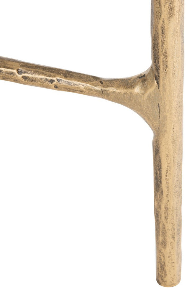 Safavieh Couture Jessa Forged Metal Round End Table, Brass/White