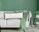Ox Bay Handwoven White/Green Bordered Organic Cotton Pillow Cover, 14"x36"