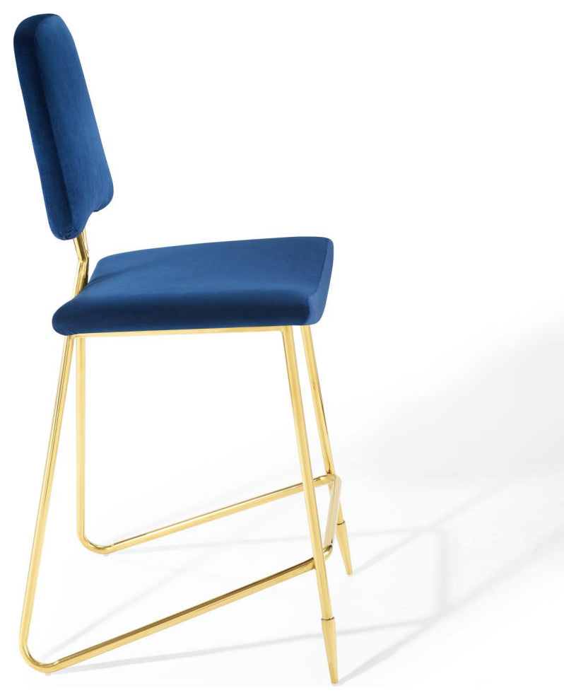 Ponder Bar Stool Performance Velvet Set of 2, Navy