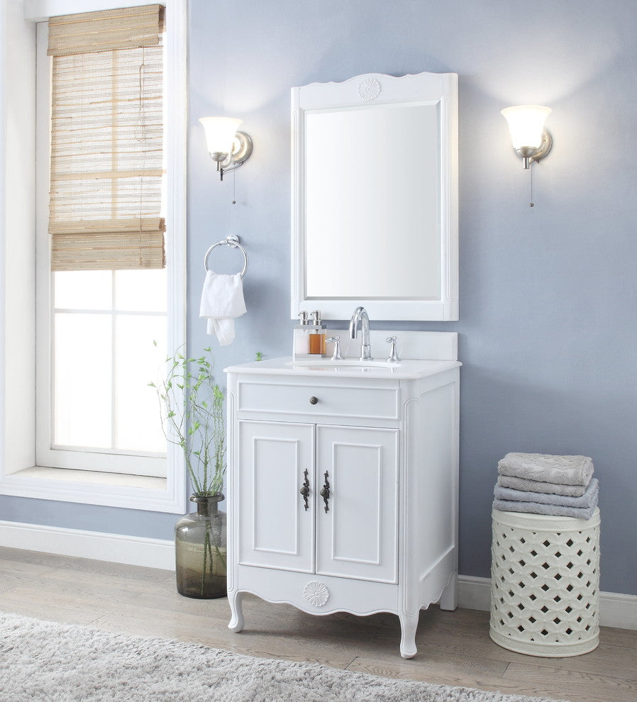 26"� Daleville White Bathroom Vanity, Mirror