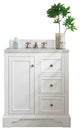 De Soto 30" Single Vanity, Bright White,  Carrara Marble Top
