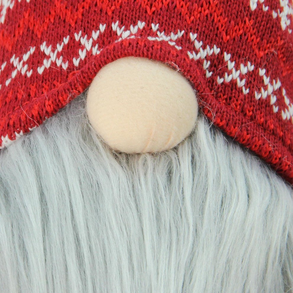 22" Plush Red and Gray Nordic Santa Christmas Gnome Tabletop Figure