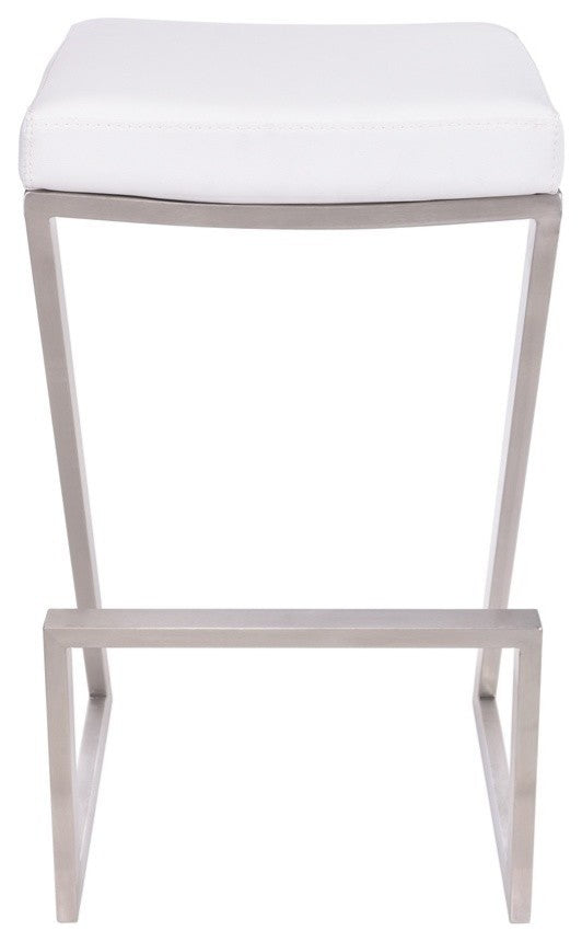 Armen Living Atlantis 26" Counter Height Backless Barstool in Brushed SS finish