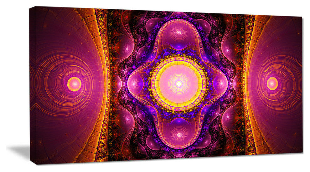 Pink Cryptical Fractal Design, Oversized Abstract Canvas Art Print, 60x28