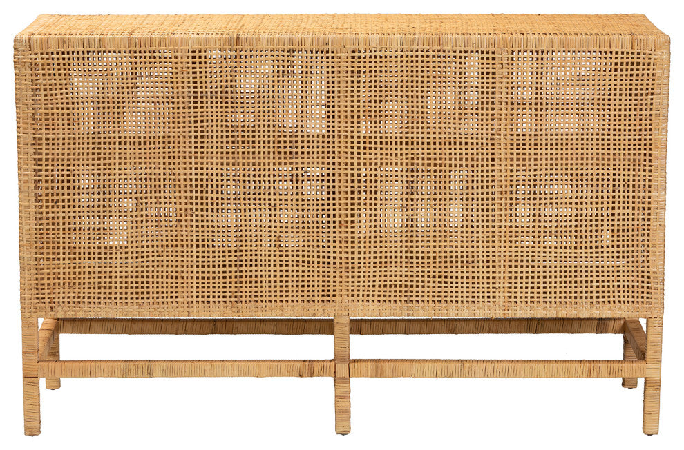Merleen Natural Brown Rattan Cabinet, 2-Shelf
