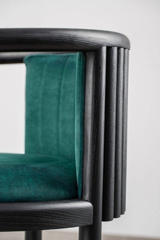 Alton Dining Chair, Black Wood, Emerald Material