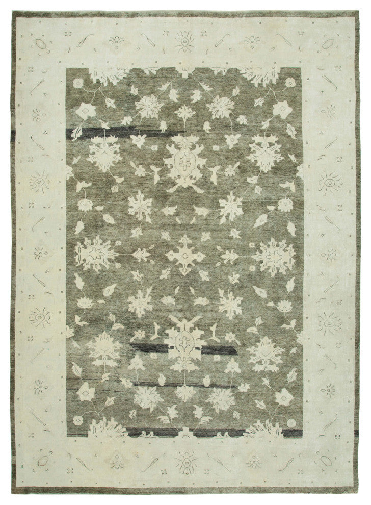 Rug N Carpet - Hand-Knotted Oriental 9' 4" x 13' 3" One-of-a-Kind Oushak Rug