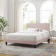 Platform Bed Frame, King Size, Velvet, Pink, Modern Contemporary, Bedroom Master