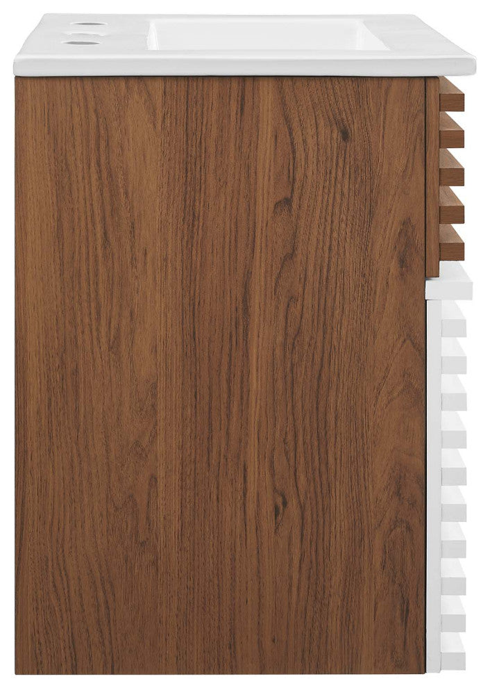 Render 18" Wall-Mount Bathroom Vanity, White Walnut White