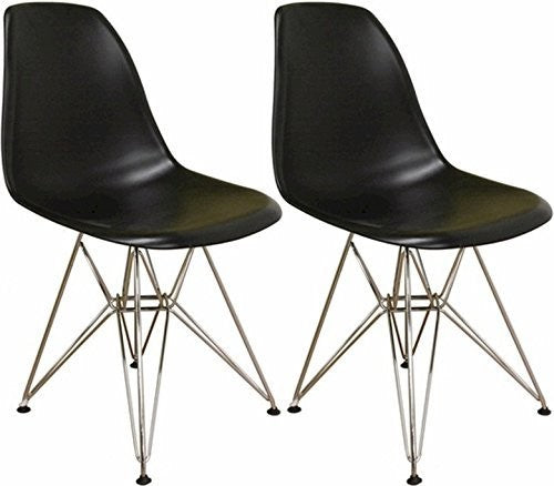 OCC Set of Two (2) Black - Side Chair with Chromed Legs