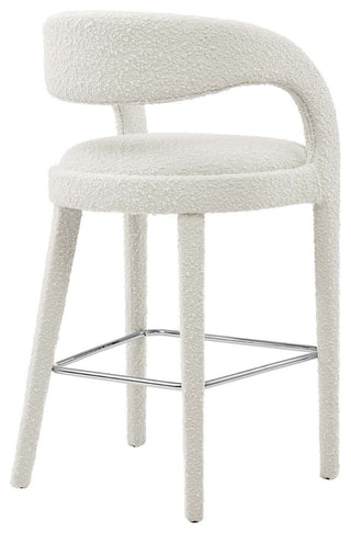 Pinnacle Boucle Upholstered Bar StoolSet of 2, Ivory Silver