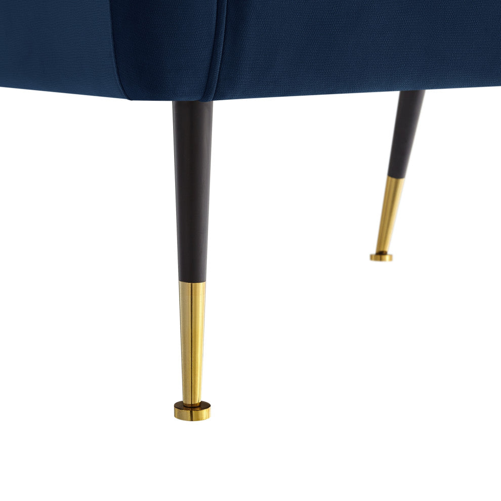 Inspired Home Holt Accent Chair Velvet/Linen 30Lx32Wx36H, Navy