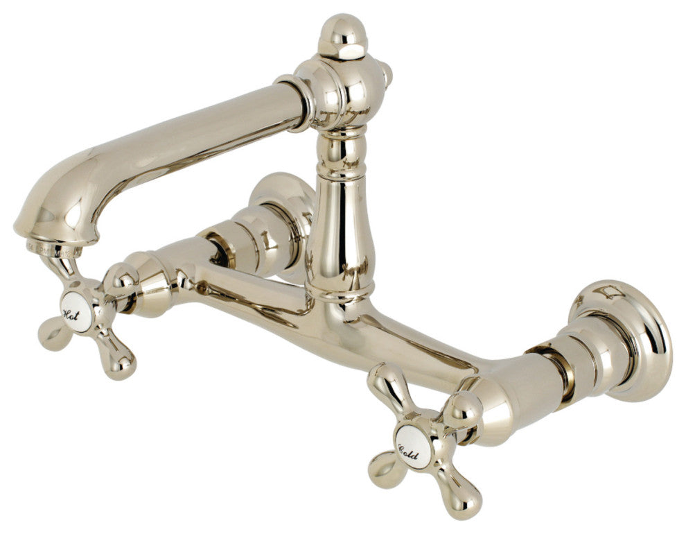 Kingston Brass Wall Mount Bathroom Faucet, Polished Nickel