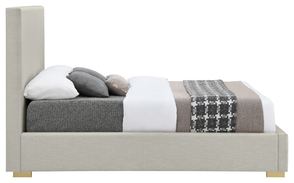 Crosby Linen Upholstered Bed, Beige, Queen