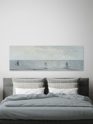 "Serene Paddle Boarding" Painting Print on Wrapped Canvas, 30"x10"