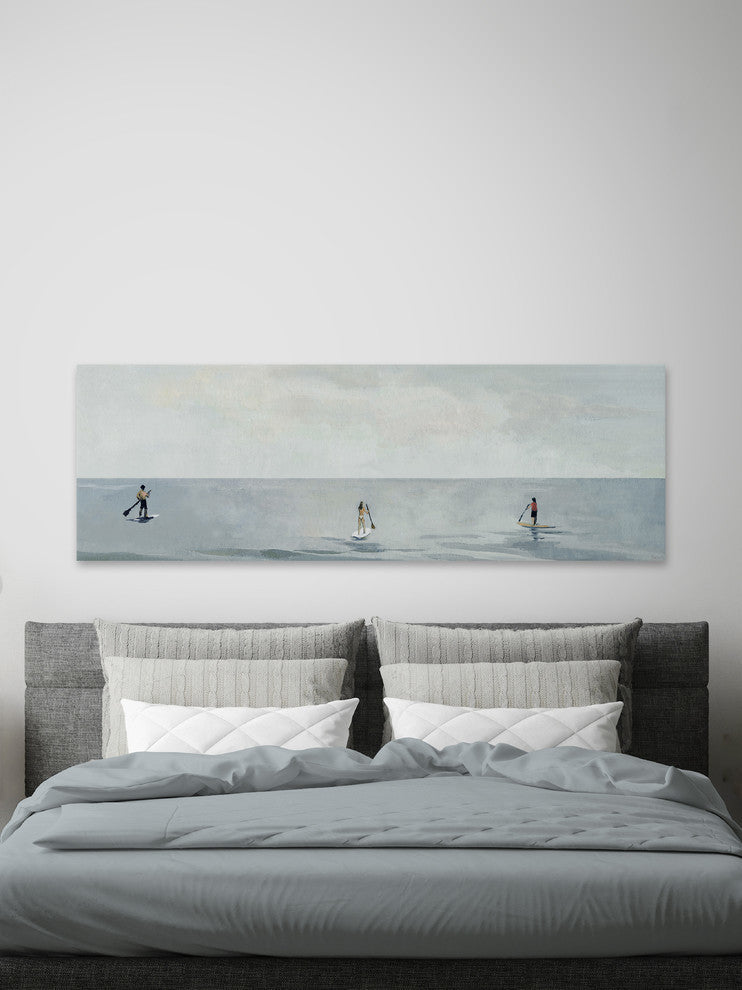 "Serene Paddle Boarding" Painting Print on Wrapped Canvas, 30"x10"