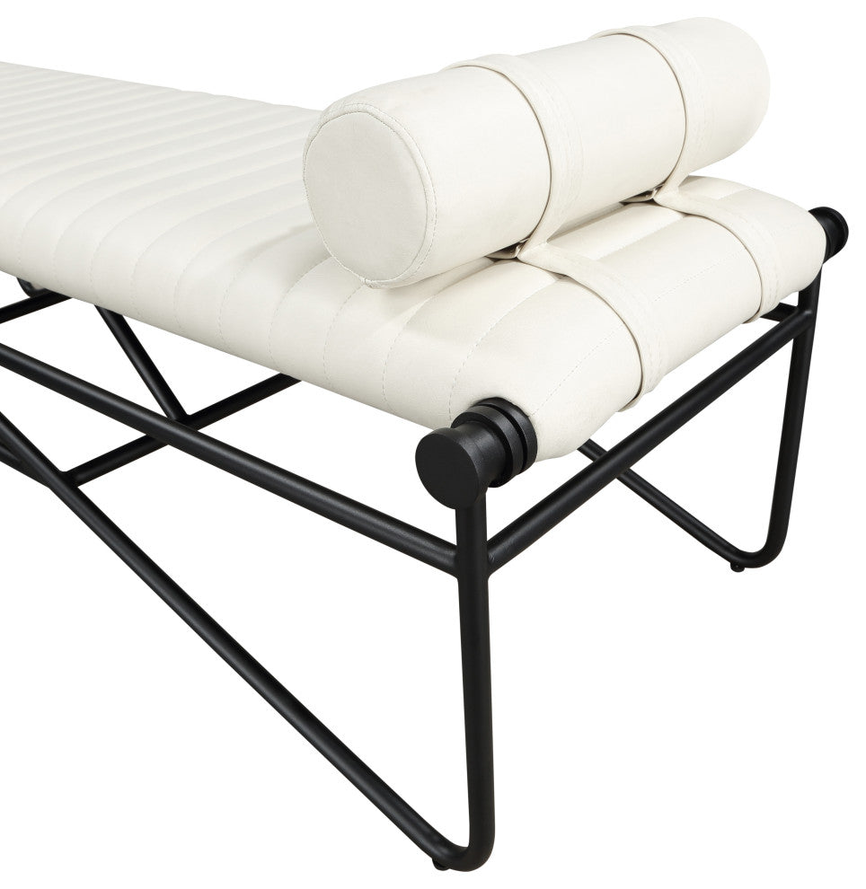 Gatsby Vegan Leather Upholstered Bench, Cream