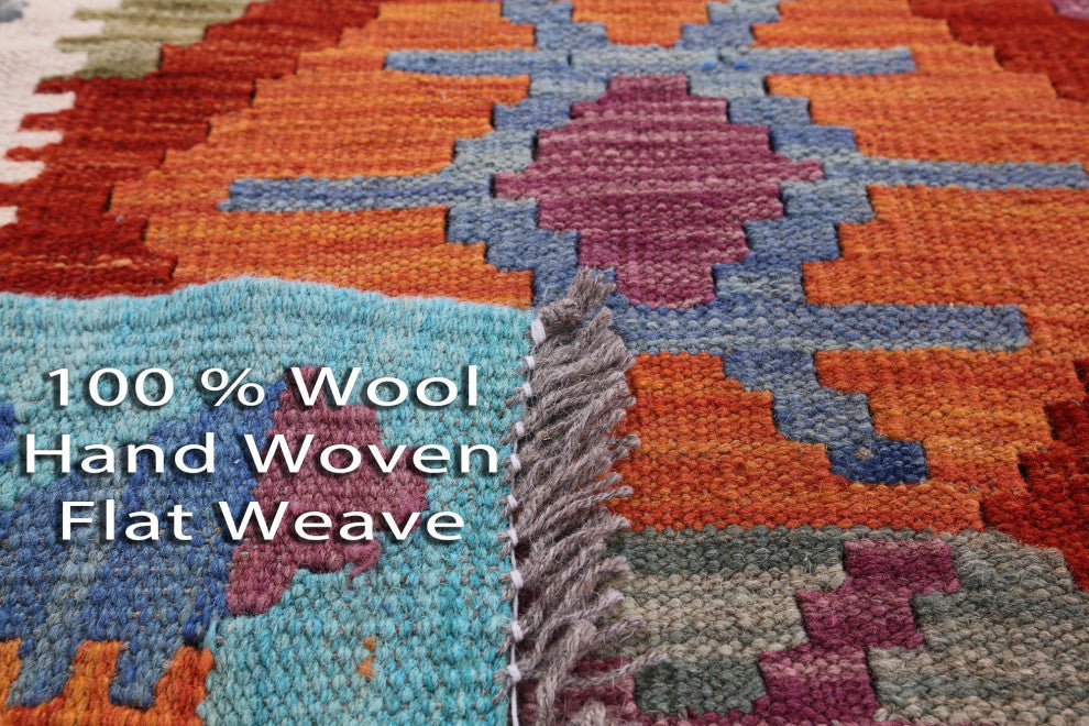 Wool On Wool Flat Weave Kilim Reversible Rug 8' 10" X 9' 6" - Q12542