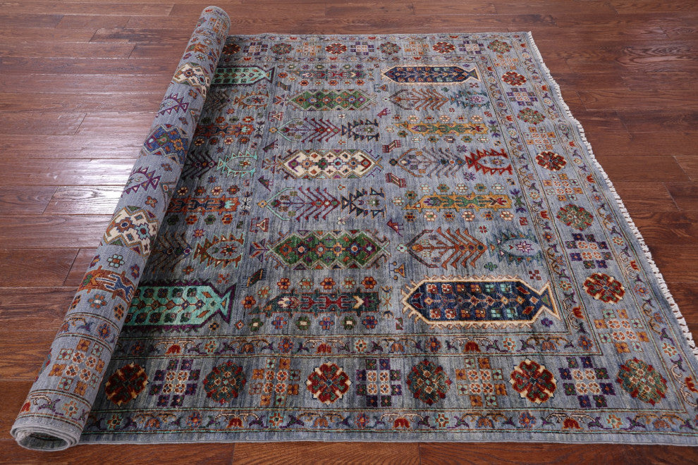 5' 8" X 8' 5" Fine Turkmen Ersari Handmade Wool Rug - Q12471