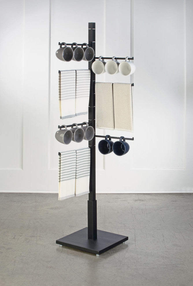 4 Sided Black Garment Rack with 12 Arms