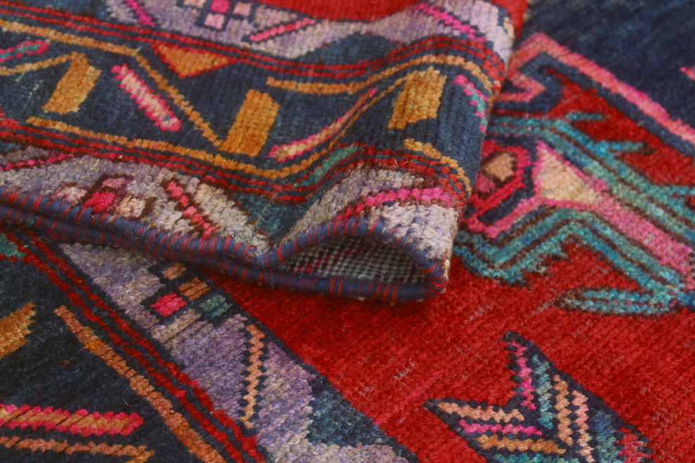 Fine Vintage Distressed Yadiel Red/Navy Rug, 5'6x9'0