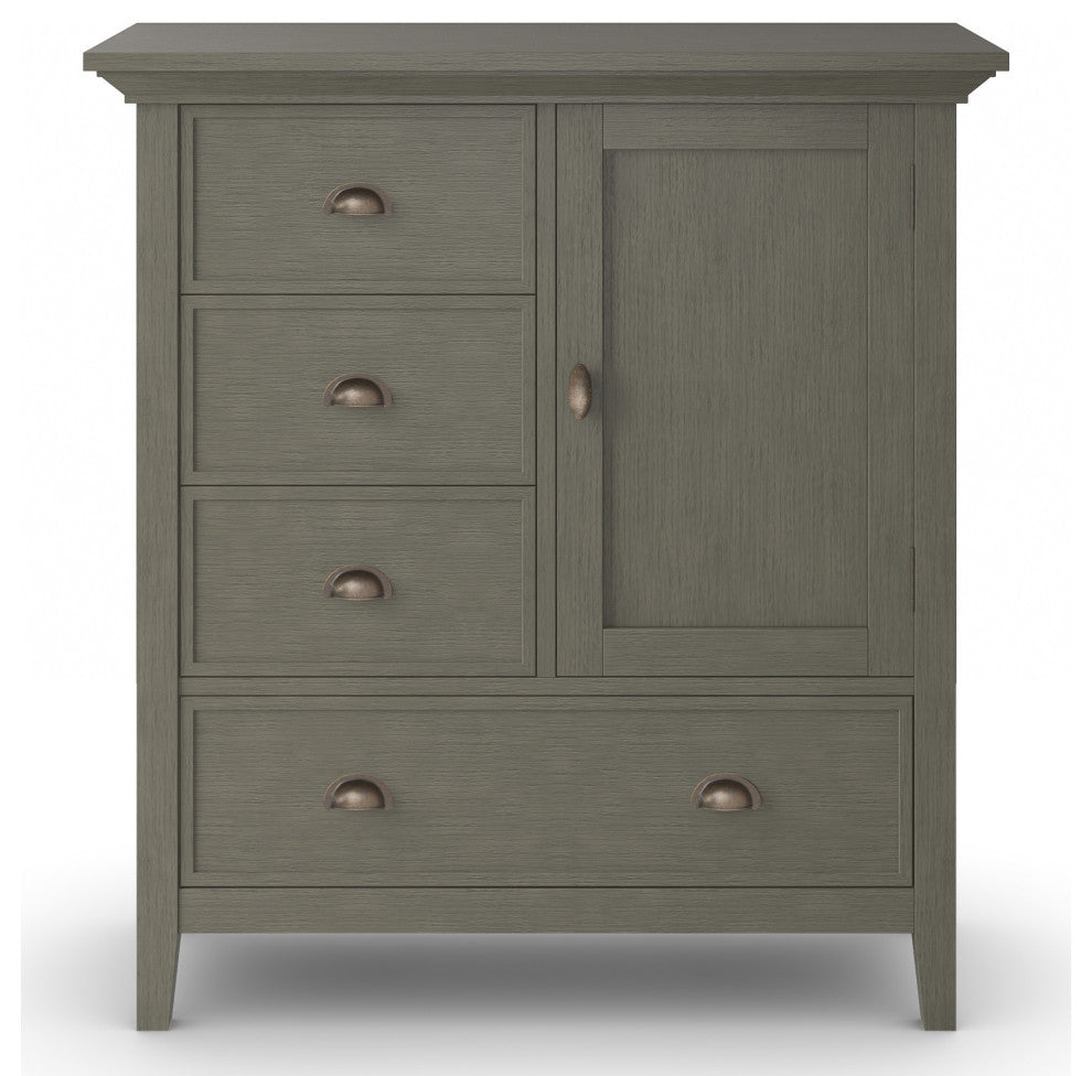 Redmond Solid Wood 39 Inch Wide Medium Storage Cabinet In Farmhouse Grey