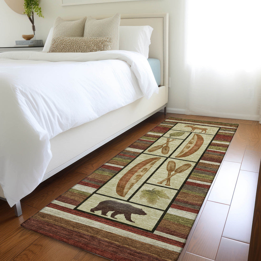 Addison Premium Washable Mayfield AMF143 Red 2'3" x 7'6" Runner Rug