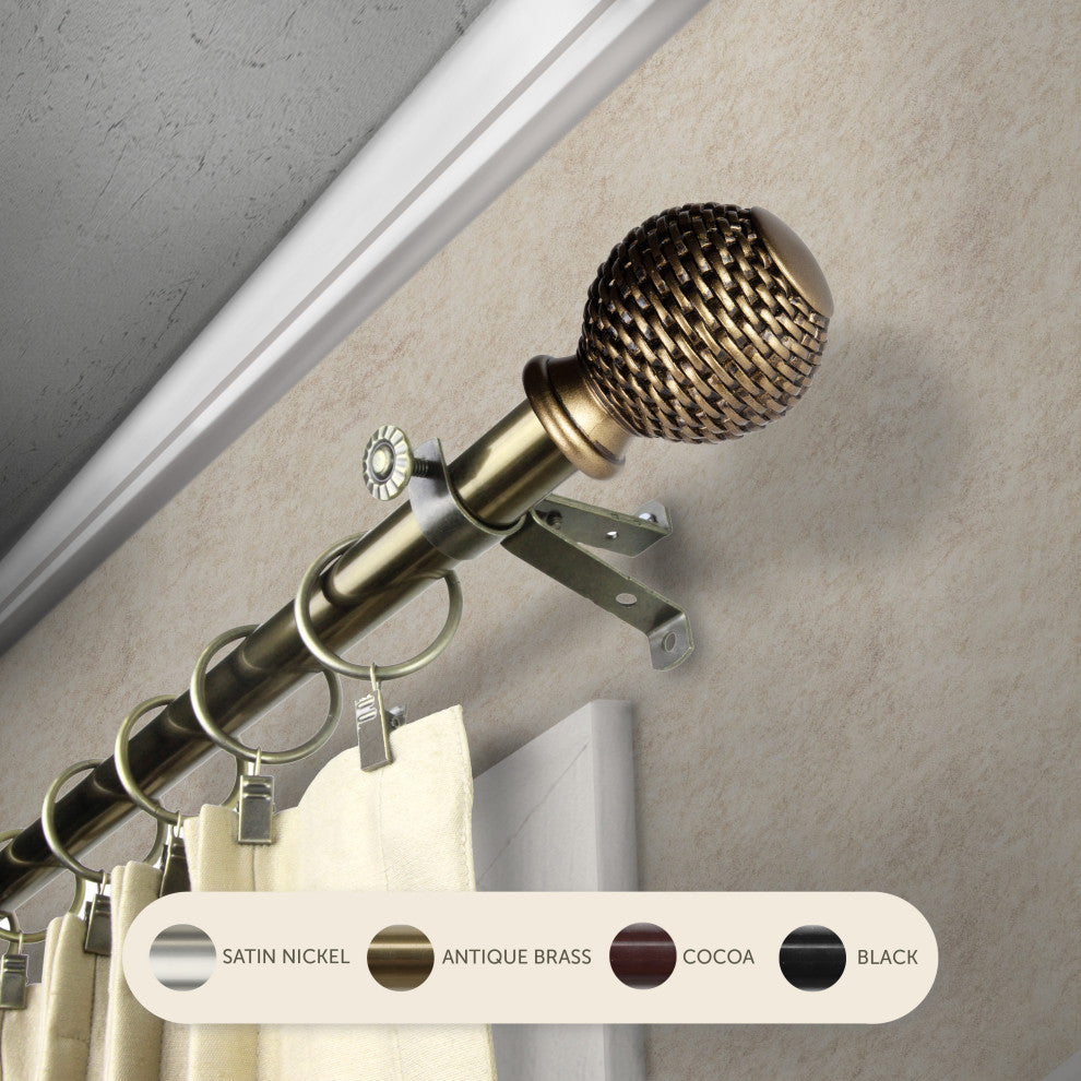 Vanna 13/16" Curtain Rod, Antique Brass, 66-120"