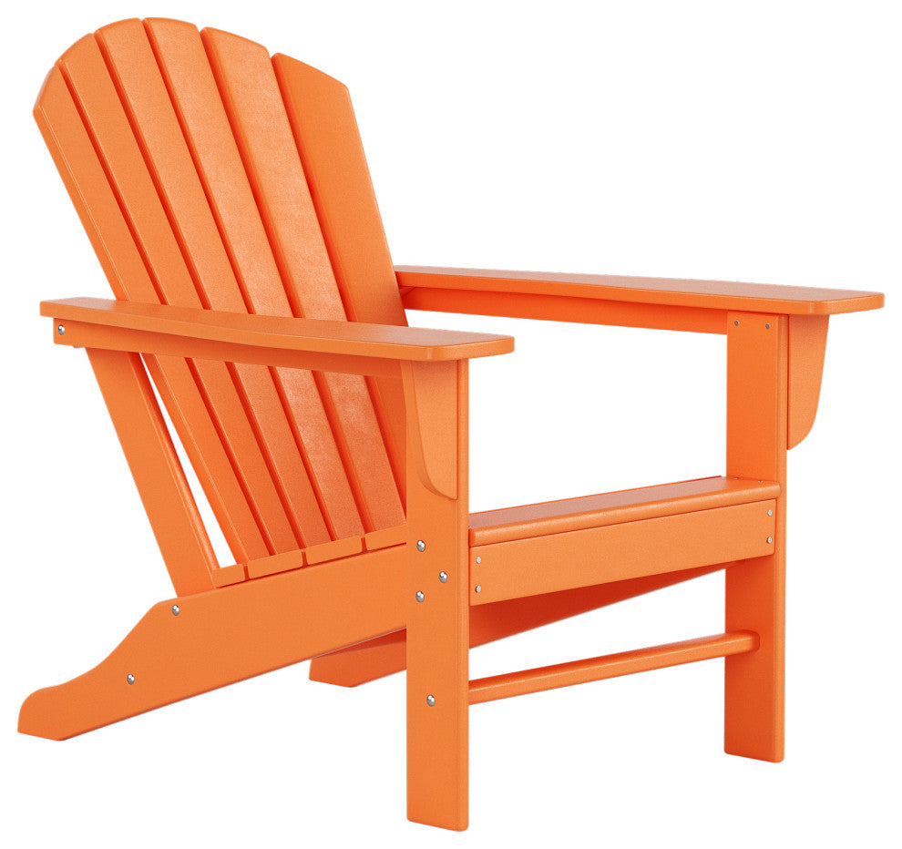 WestinTrends 2PC Outdoor Adirondack Poly Lumber Patio Chair, Side Table Set, Orange