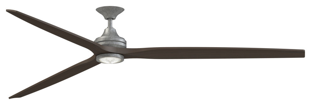 Fanimation Spitfire 96" Fan/LED Light, Galvanized, Dark Walnut