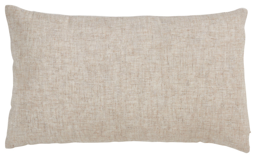 Velvet  LumbarThrow Pillow With Geometric Design, White, 12"x20", Down Filled