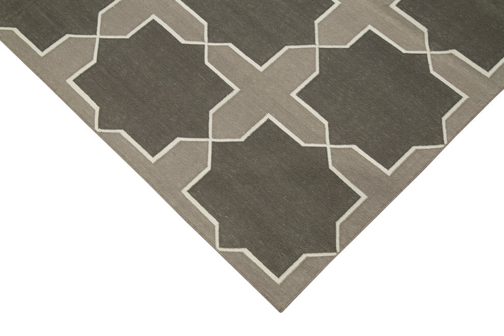 Rug N Carpet - Handmade Wool 6' 3'' x 8' 11'' Modern Design Dhurrie Kilim Rug