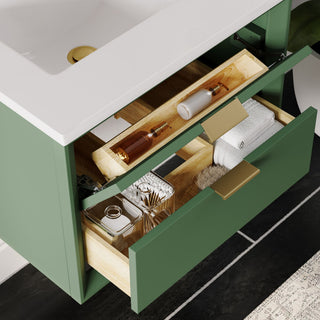 The Sala Bathroom Vanity, Green, 24", Single Sink, Wall Mount