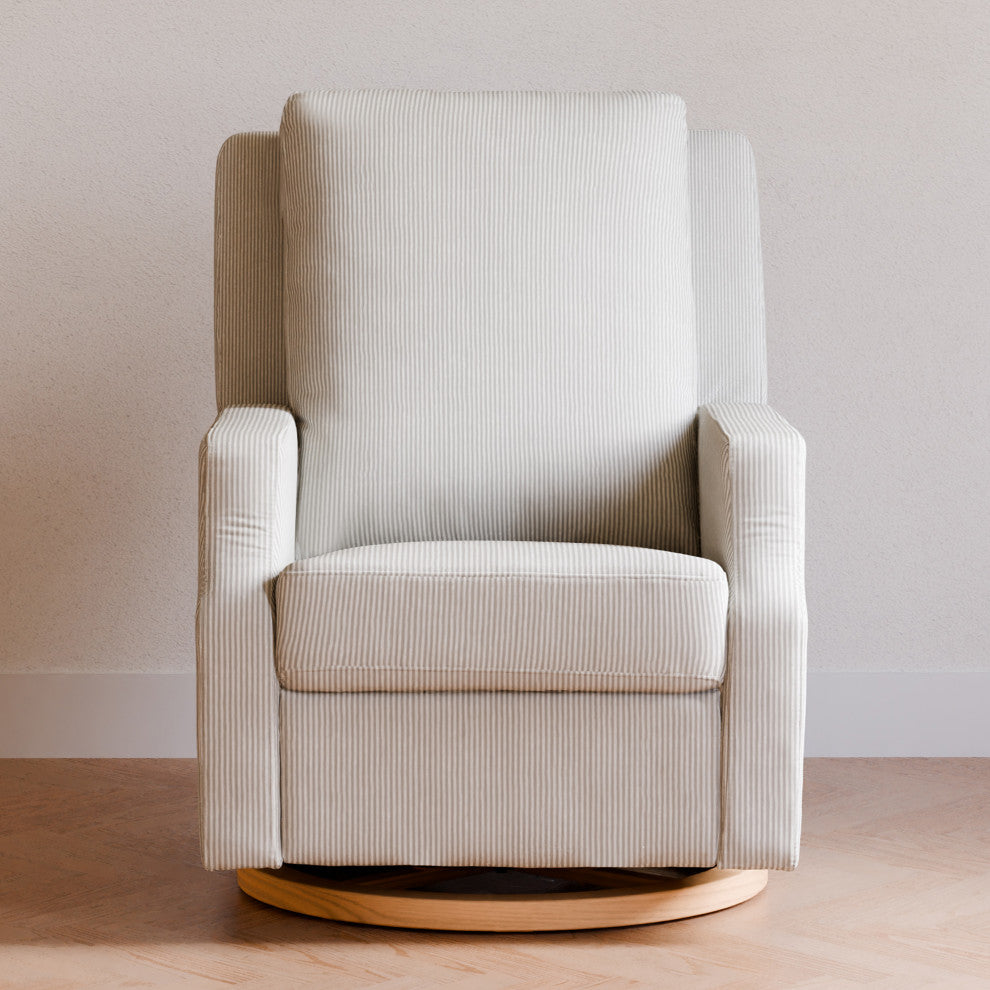 Crewe Electronic Recliner and Swivel Glider, Fog Chatham Stripe Performance Eco-Weave