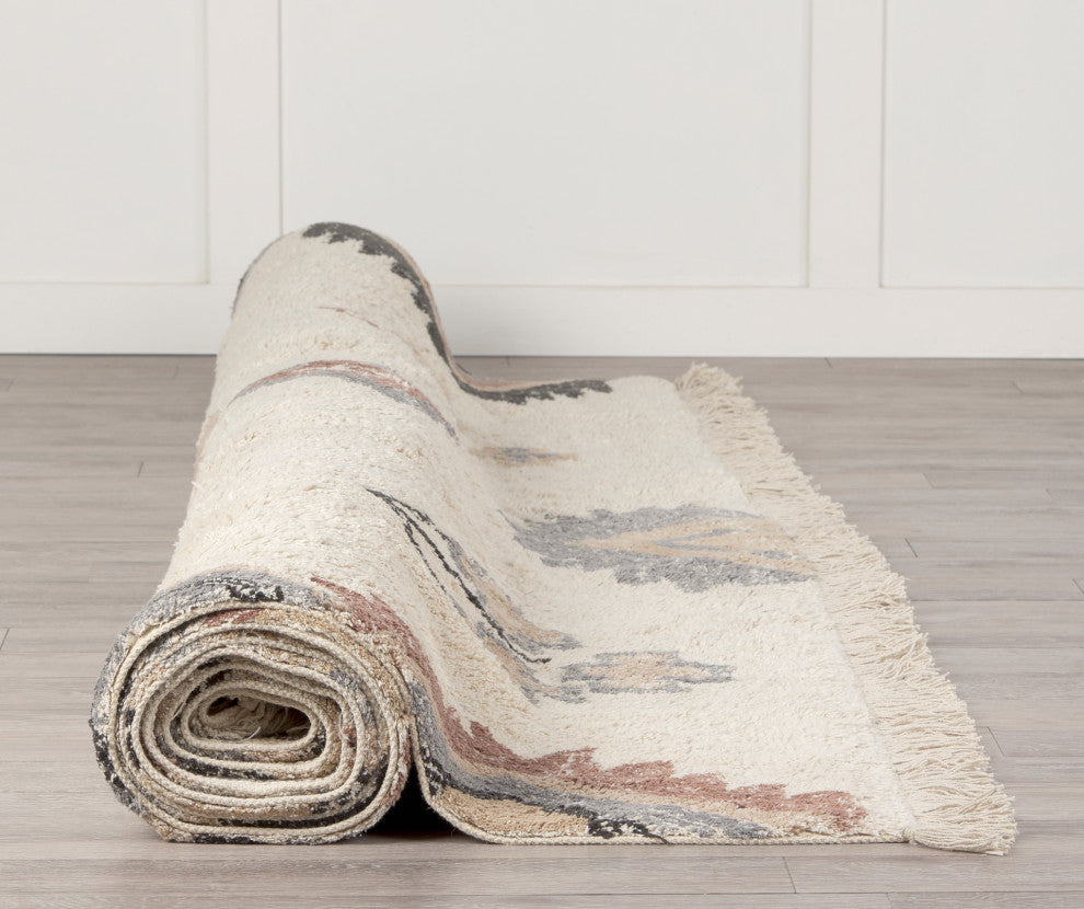 Carla 5x8 Earthy Neutrals Patterned Cotton Area Rug