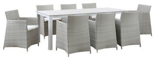 Modway Junction 9 Piece Outdoor Patio Dining Set, Gray White