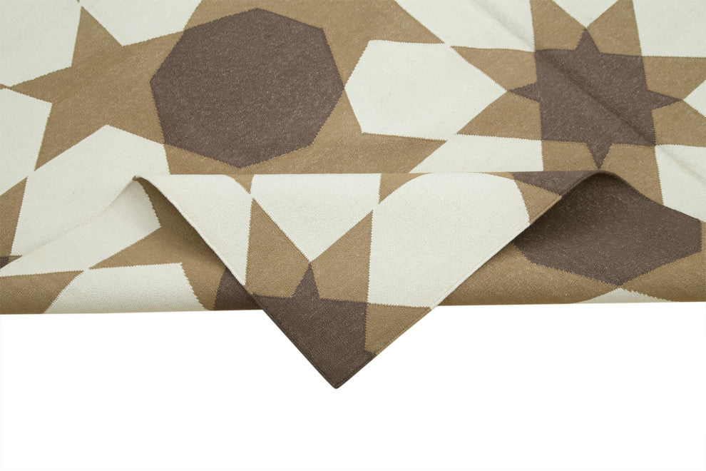 Rug N Carpet - Handmade Wool 6' 2'' x 8' 9'' Geometric Dhurrie Kilim Rug