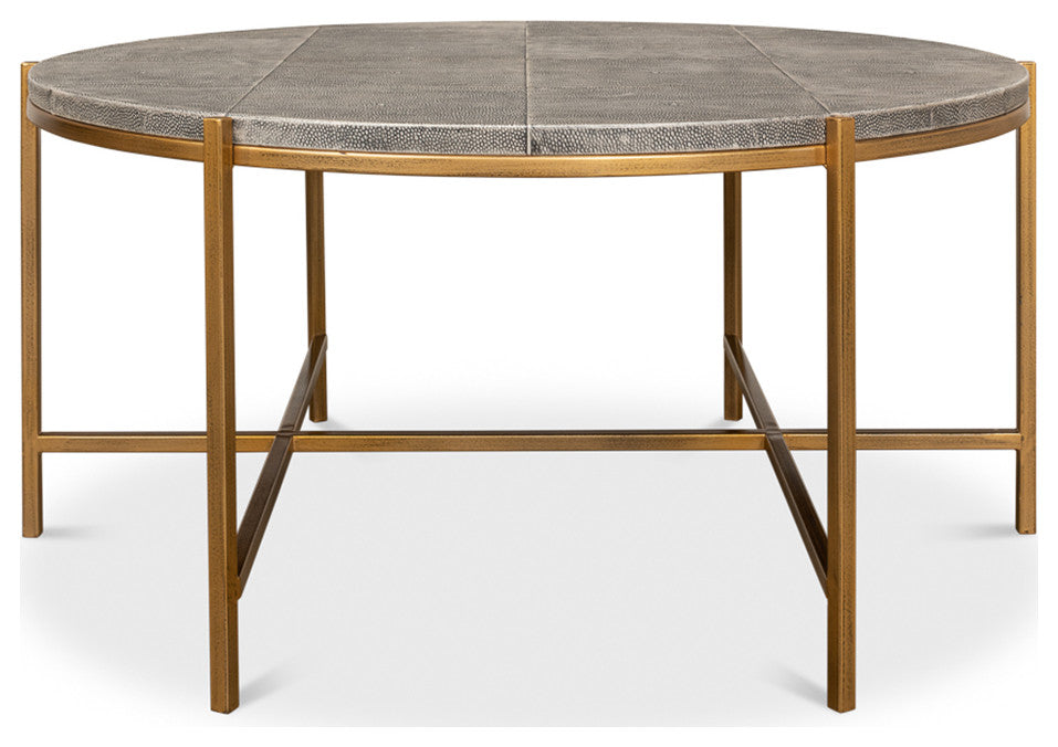 Mid Century Round Leather Cocktail Table