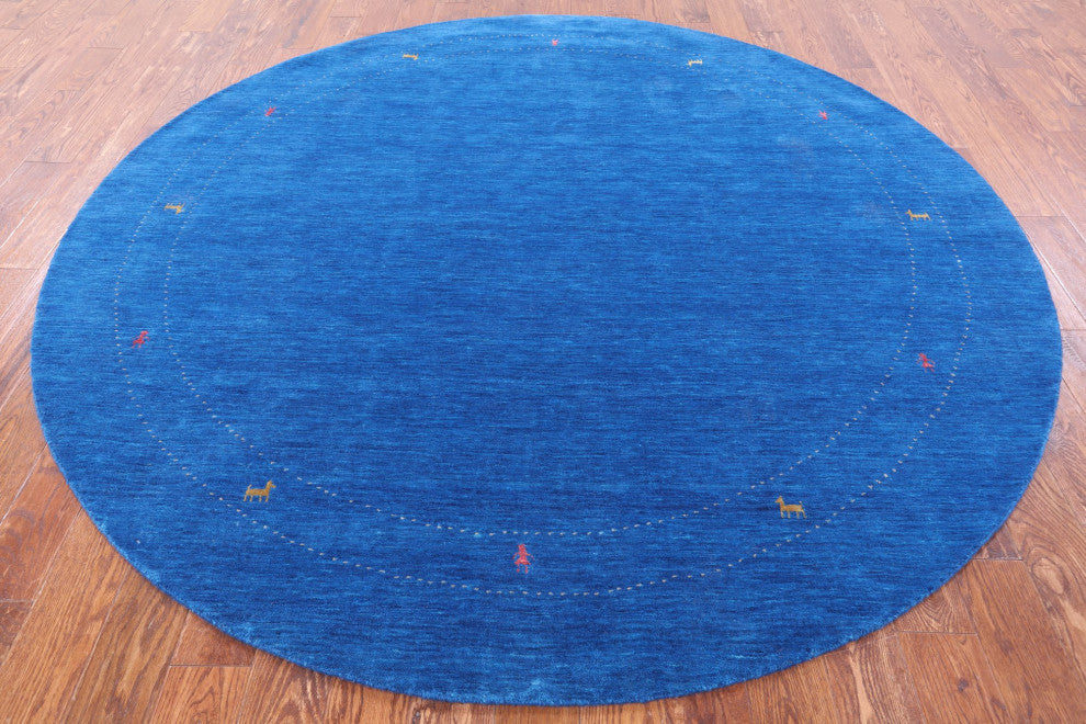 8' Round Persian Gabbeh Hand Knotted Wool Rug Q7013