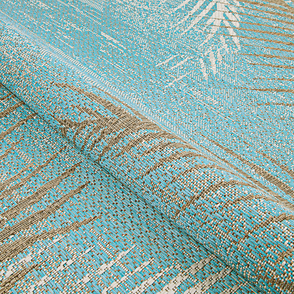 Couristan Monaco Tropical Palms Indoor/Outdoor Area Rug, Aqua, 8'6"x13'