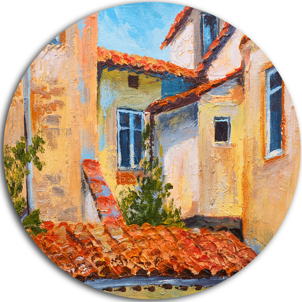 European Rooftops, Cityscape Round Wall Art, 23"