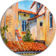 European Rooftops, Cityscape Round Wall Art, 23"