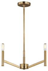 Vector 3-Light Chandelier, Satin Brass